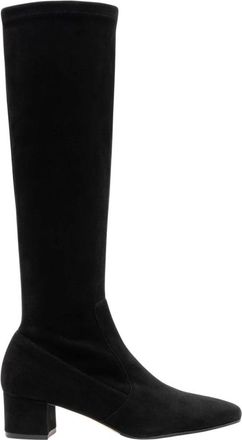 Parall&egrave;le Victoria Velours Stretch - Dames - Laarzen met Hak - Zwart - 40 EU - Leer - Schoenen