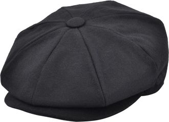 Generic Mens Newsboy Hat in Plain Black or Navy (as8, Numeric, Numeric_7_and_1_Half, Black)
