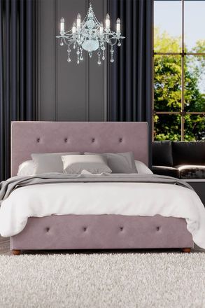Laurence Llewelyn-Bowen Hesper Ottoman Storage Bed in Plush Velvet Fabric, Custom Made in Rose | Size: Double