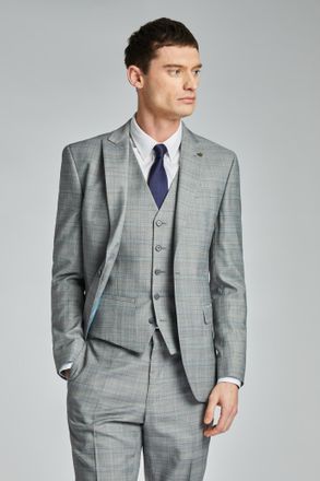 Ted Baker Mens Grey Check Slim Jacket - Size 36 Regular