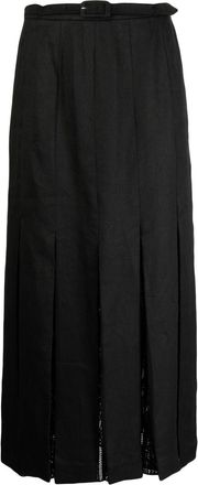 Gabriela Hearst Edith pleated linen skirt - women - Linen/Flax - 40 - Black