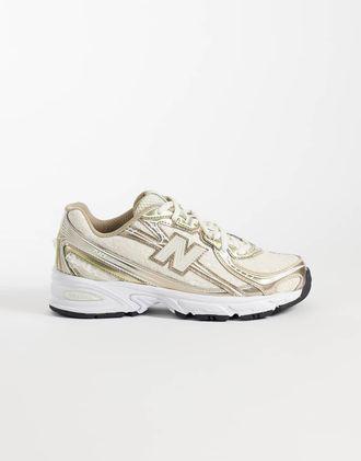 New Balance 740 - Sneakers oro metallizzato con dettagli in pizzo-Bianco