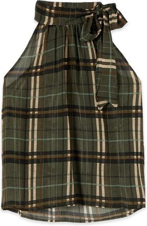 Oltre Geborduurd Top met Halternek - Dames - Tops zonder mouwen - Groen - XS - Tops