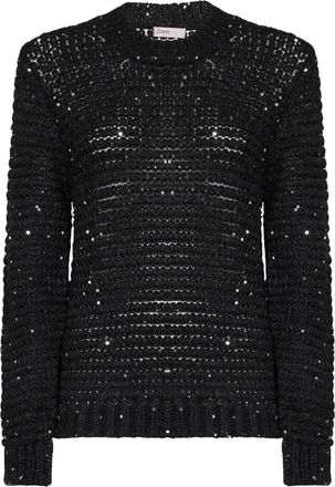 Herno Resort Sweater - Dames - Ronde hals truien - Zwart - L - Wol - Truien & Vesten