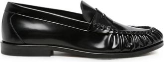 Vinny&rsquo;s Ruched-detail Leather Loafers