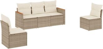 vidaXL Juego De Sof&aacute;s Jard&iacute;n Con Cojines 5 Pzas Rat&aacute;n Sint&eacute;tico Beige Vidaxl