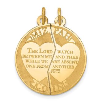 Diamond2Deal 14k Yellow Gold Mizpah 2-piece Charm