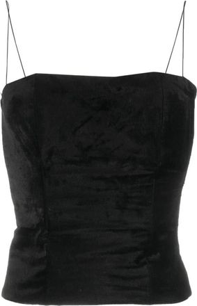 Forte_Forte Velvet Bustier Top - Dames - Tops zonder mouwen - Zwart - L - Katoen - Tops