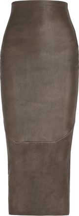 Rick Owens Calf Dirt Pillar Leather-blend Midi Skirt - Light Brown - 42 (UK10 / S)