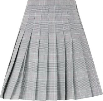 Moschino Geplooide Rok - Dames - Midirokken - Grijs - S - Wol - Rokken