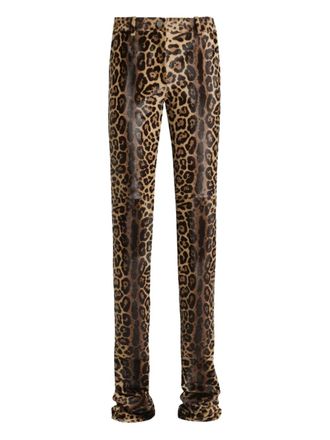 Dolce & Gabbana leopard-print trousers - women - CALFSKIN/Silk/Lambskin/Elastane - 38 - Brown