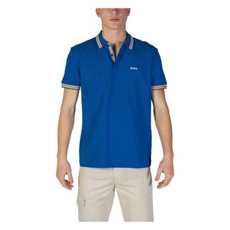 HUGO BOSS Tops, Heren, Blauw, S, Katoen, Effen Poloshirt