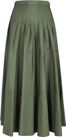 Max Mara Rok in puur katoenen poplin - Dames - Midirokken - Groen - XS - Katoen - Rokken