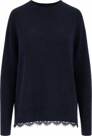 Ermanno Scervino Black Lace Trim Relaxed Knit Sweater