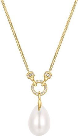 Ania Haie Pav&eacute; Link Faux Pearl Pendant Necklace in Shiny Gold at Nordstrom