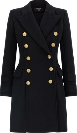 Balmain 10 Bottoni Trench E Impermeabili Nero-Donna