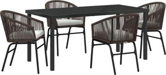 vidaXL Vidaxl - Garden Dining Set 5 pcs Brown Poly rattan