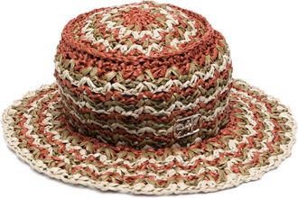 Alberta Ferretti crochet-knit raffia hat - women - Viscose - S - Brown