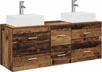 vidaXL Juego De Muebles De Ba&ntilde;o 3 Uds. Madera Envejecida Vidaxl