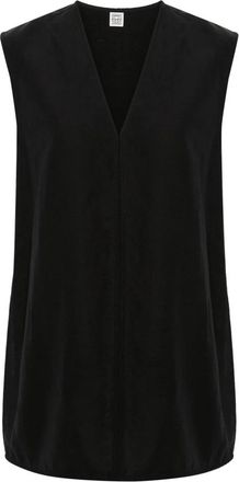 Toteme Fluid V-neck Top - Dames - Tops zonder mouwen - Zwart - S - Tops