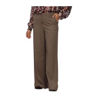 Summum Melange Wijde Broek - Dames - Broeken - Bruin - Maat: XS Leer