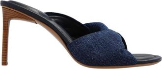 Jacquemus Bagnu Mules met Hak - Dames - Muiltjes - Blauw - 38 EU - Leer - Schoenen