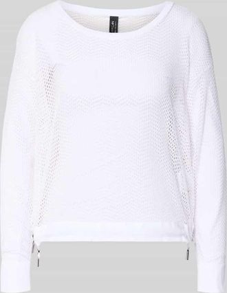 Marc Cain Longsleeve mit Lochmuster in Weiss, Gr&ouml;&szlig;e 34