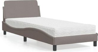 vidaXL Cama Con Colch&oacute;n Tela Gris Taupe 80x200 Cm Vidaxl