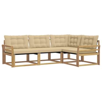 vidaXL Conjunto De Sof&aacute;s De Exterior Con Coj&iacute;n 4 Pcs Y Beige Vidaxl