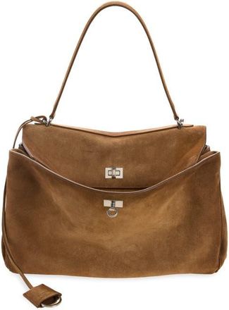 Balenciaga Medium Rodeo Suede Shoulder Bag in 2533 Camel at Nordstrom