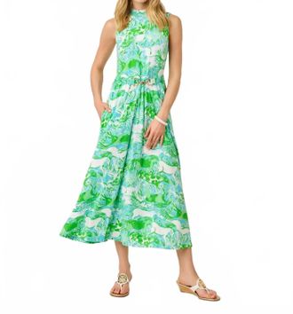 Lilly Pulitzer Colman Midi Dress In Capri Blue Galloping Gals