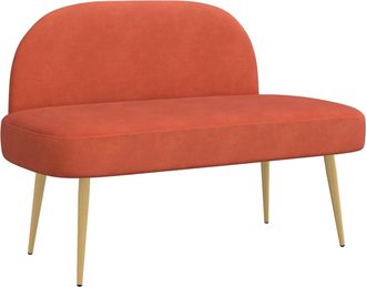 vidaXL Banco Tapizado Con Respaldo Rojo Naranja 110 X 60 X 76 Cm Vidaxl