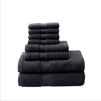Home Outfitters Black 100% Cotton 8pcs Bath Towel Set, Absorbent, Bathroom Spa Towel, Luxury