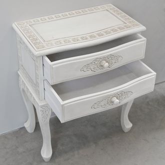 International Caravan Inc Carved Wood Two Drawer Table