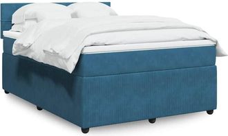 vidaXL Cama Box Spring Con Colch&oacute;n Terciopelo Azul 140x200 Cm Vidaxl