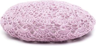 Ganni crochet-knit beret - women - Polyamide/Metallic Fibre - One Size - Pink