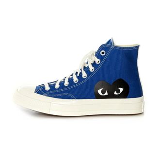 Comme Des Garçons Schoenen, Heren, Blauw, 39 1/2 EU, High-Top Canvas Sneakers