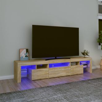 vidaXL Mueble De Tv Con Luces Led Roble Sonoma 200x36,5x40 Cm Vidaxl