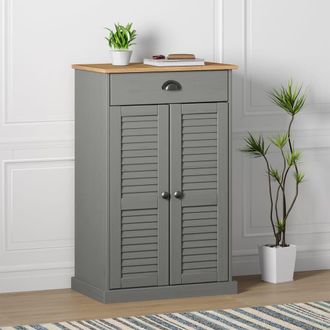 Berkfield Home Shoe Cabinet VIGO Grey 60x35x96 cm Solid Wood Pine | Size: 60 x 35 x 96 cm
