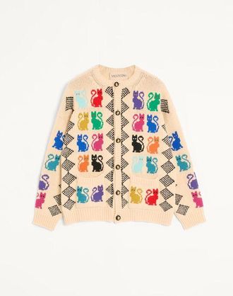 Valentino Cardigan Valentino In Lana Con Motivo Jacquard Le Chat De La Maison Uomo MULTICOLOR M