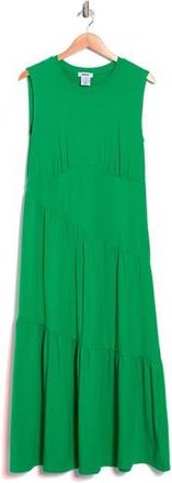 DKNY Gathered Sleeveless Tiered Maxi Dress in Fern Green at Nordstrom Rack, Size X-Small