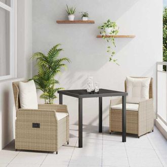 vidaXL Conjunto De Comedor De Jard&iacute;n 3 Pcs Beige Rat&aacute;n Sint&eacute;tico Vidaxl
