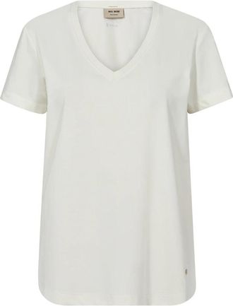 Mos Mosh Witte Basic Tee met V-hals - Dames - T-shirts - Wit - M - Tops