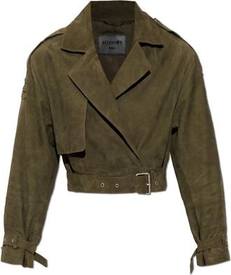 AllSaints Ophelia Suede Jacket - Dames - Leren en Su&egrave;de Jassen - Groen - XS - Leer - Jassen