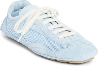 Prada Mixed Media Low Top Sneaker in Blue at Nordstrom, Size 10.5Us