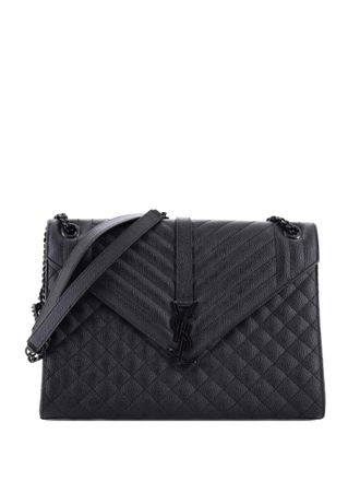 Saint Laurent Classic Monogram Envelope Satchel Mixed Matelasse Leather Large shoulder bag - Zwart