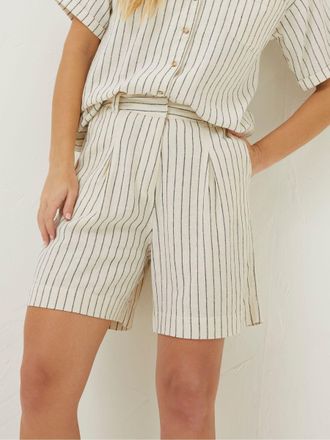 Fat Face FatFace Cream Deal A-Line Stripe Linen Shorts