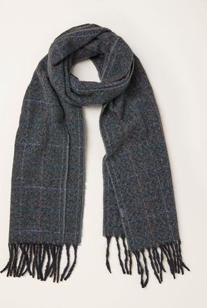 Fat Face FatFace Charcoal Grey Check Scarf