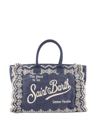 MC2 Saint Barth Intricate Lace-Embroidered Rectangular Tote Bag