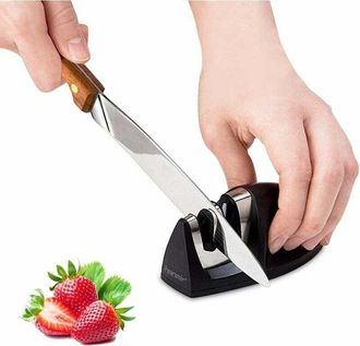 OEM Affilacoltelli Professionale 2 In 1 Per Coltelli In Acciaio Inossidabile E Ceramica Di Tutte Le Dimensioni, Manuale, Con Base Antiscivolo, Colore Nero